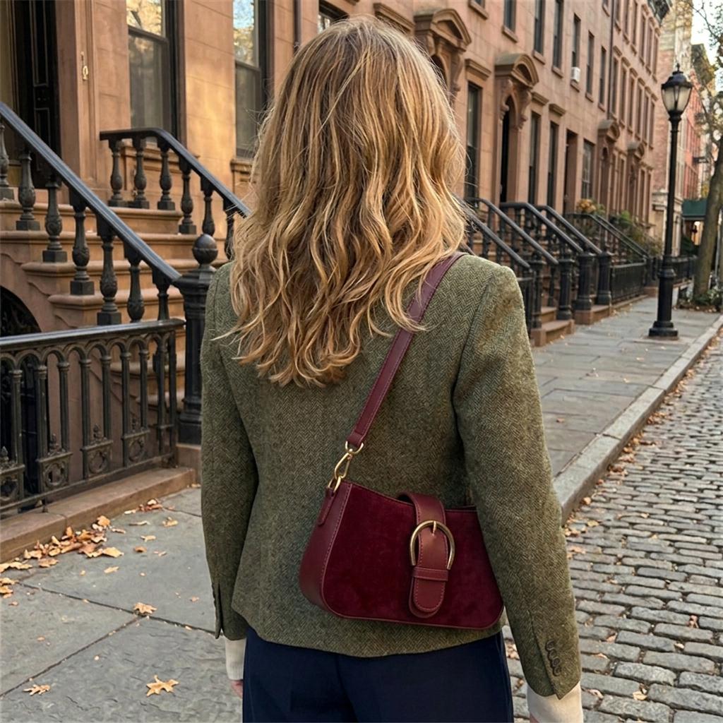 Brown Faux Suede Mini Shoulder Bag