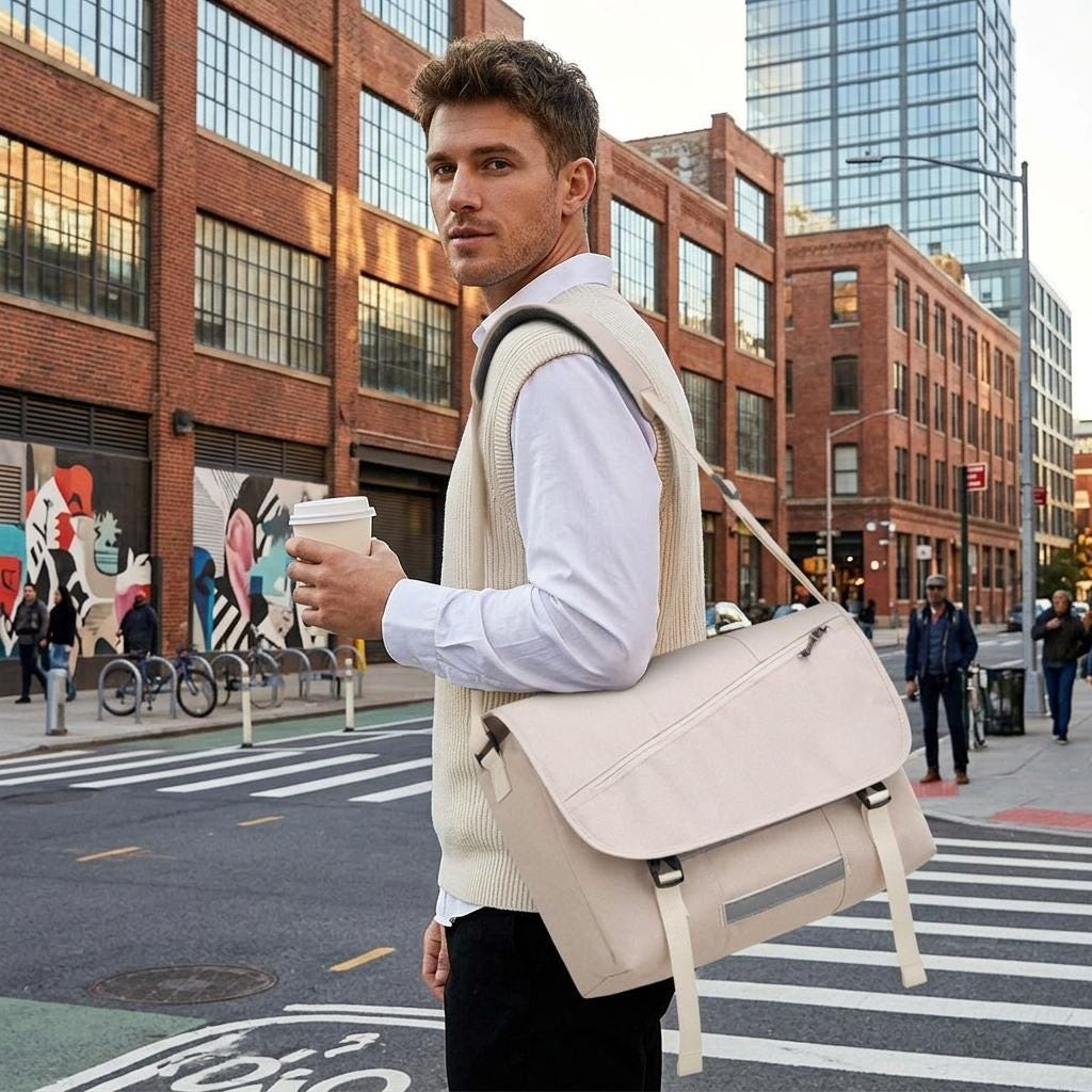 Large Beige Messenger Bag