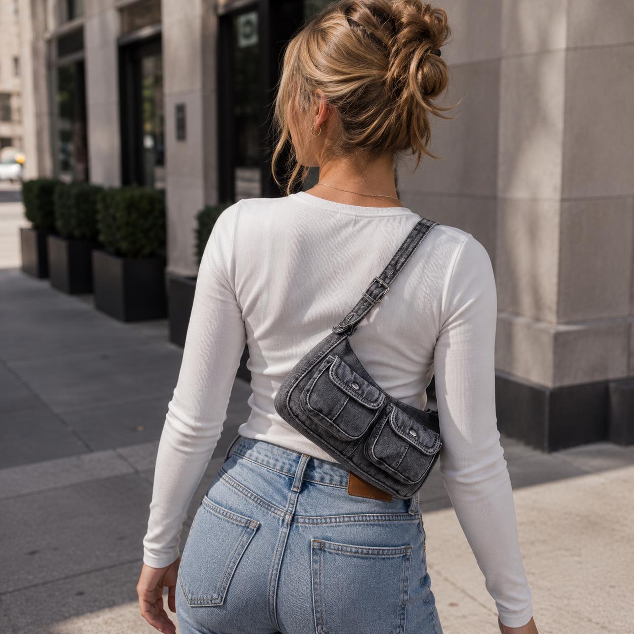 Dark Blue Denim Mini Shoulder Bag